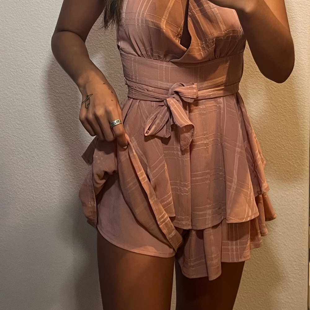 American Threads Pink Plaid Ruffle Romper - Picture 2 of 6